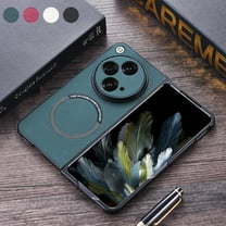 Feishell Magnetic Case for OnePlus Open 2023,Built in Magnets for MagSafe Charger,Luxury PU Leather Shockproof Case Support Wireless Charging Ultra Thin Phone Case,Green