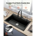 thumbnail image 2 of KFFKFF 33 inch Kitchen Sink Workstation, Top Mount Granite Sinks, Drop-In Single Bowl Farmhouse Basin with Multiple Accessories, Household Dishwasher Sink for RV, Prep Kitchen, and Bar (Black), 2 of 9