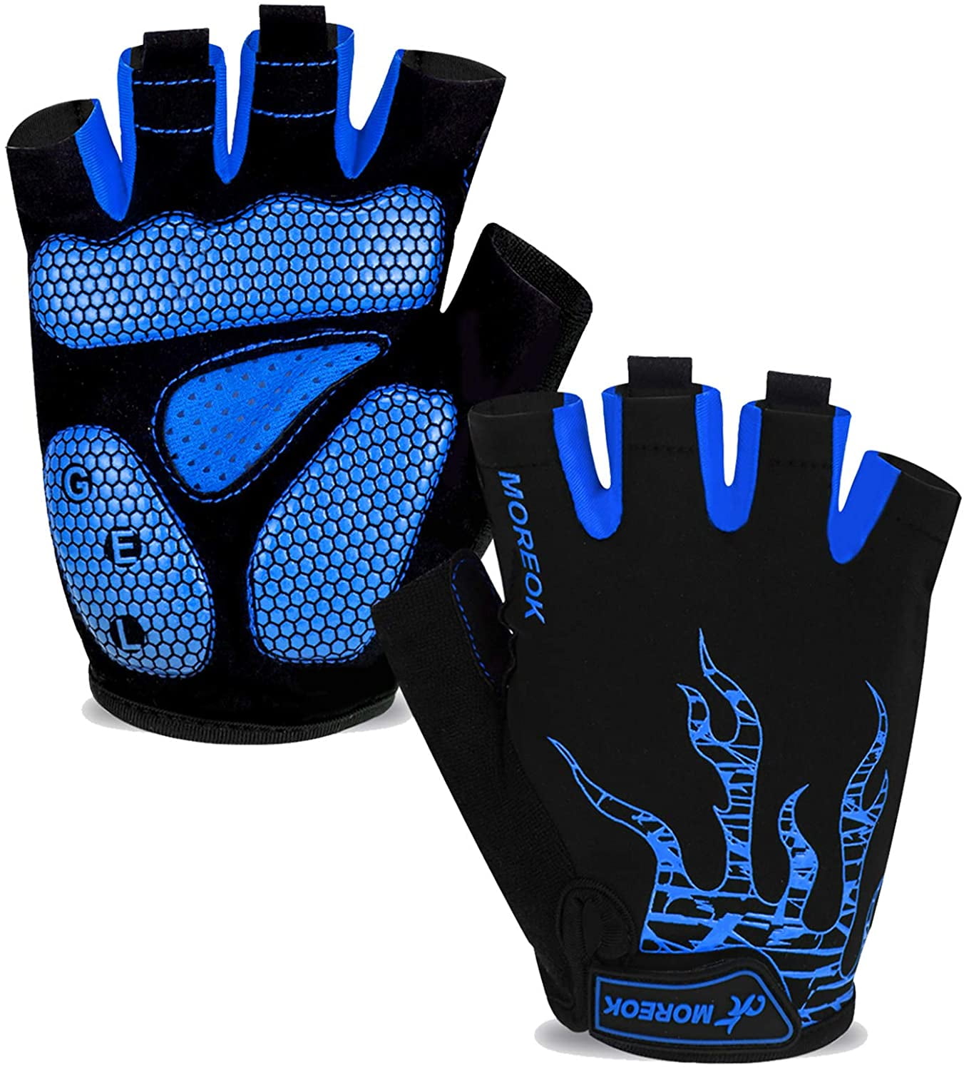 Cycling Glove Motorbike Bicycle Bike Cycling Gloves Riding Half Finger Blue M-XL 