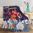 thumbnail image 2 of Flannel Christmas Flannel Blanket Santa Flying Airplane Pattern Fuzzy Fluffy Soft Cozy Blanket Blue (60"x80"), 2 of 6