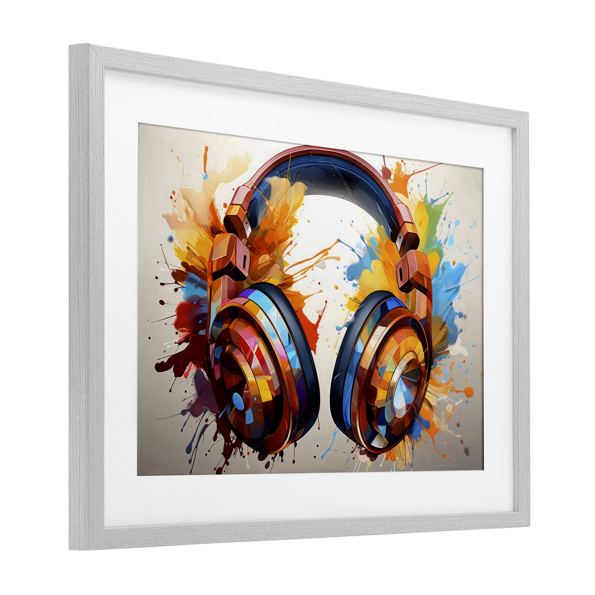Stupell Industries Music In Color Splatter Gray Framed Print Under Glass, design by Creative Studio
