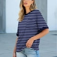 thumbnail image 2 of Ltctricy Women's Oversized T Shirts Casual Loose Half Sleeve Crew Neck Striped Tunic Tops Trendy Summer Tee Blouses with Pocket, 2 of 7