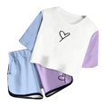 thumbnail image 4 of XDZJLR Ensembles pour Tout-Petits Filles Été Imprimé T-Shirt à Manches Courtes Ensemble Short Col Rond Poche Décontracté Ados Juniors Léger Mode Tenue Quotidienne 13-14 Ans, 4 of 5