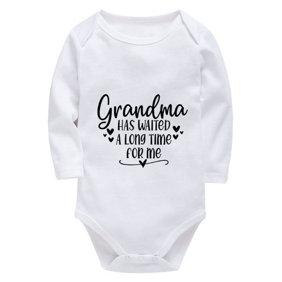 Grandma Has Waited A Long Time For Me Clothing New Born Long Sleeve Unisex Newborn Outfit White Baby Girl Coming Home Outfit