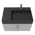 thumbnail image 2 of Amazon 30" Gray Wood Floating Vanity with Black Top and Gold Trim, 2 of 10
