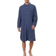 thumbnail image 2 of Camisón de hombre INSPIRE CHIC con cuello Henley y banda, pijama, bata de noche, color azul marino, 2 of 5
