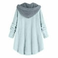 thumbnail image 3 of Kiplyki Save Big Winter Tops for Women Plus Size Button Plush Hooded Loose Cardigan Wool Coat Jacket, 3 of 3