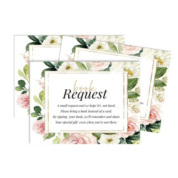 Inkdotpot 30 Books For Baby Shower Request Cards Bring A Book Instead Of A Card Floral Gender Neutral Baby Shower Invitations Inserts Games