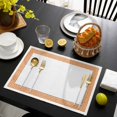 thumbnail image 3 of Orange Geometric Placemats Set of 4, Modern Key Greek Design Abstract Art Placemats for Dining Table, Place Mats for Kitchen Tabletop, Waterproof Wipeable Dining Table Mats Set, 3 of 9