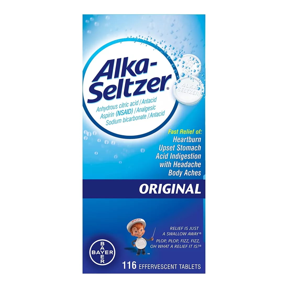 Alka-Seltzer Original Effervescent Antacid and Pain Relief Tablets, 116 ct