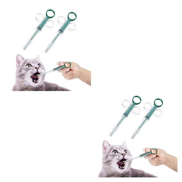 ZLight 2Pcs Pet Feeding Tools Kit Push-Type Pills Dispensers Safety Liquid Feeder 2Set