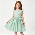 thumbnail image 6 of SGFCWSX Girls Floral Dress Flutter Sleeve Round Neck Summer Casual A-Line Dresses for Teens Green Size 13, 6 of 6