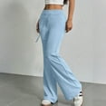 thumbnail image 7 of Flare Sweatpants Women Low Rise Cotton Flared Yoga Pants Drawstring Elastic Waist Stretchy Atheltic Lounge Pants Sky Blue L, 7 of 7
