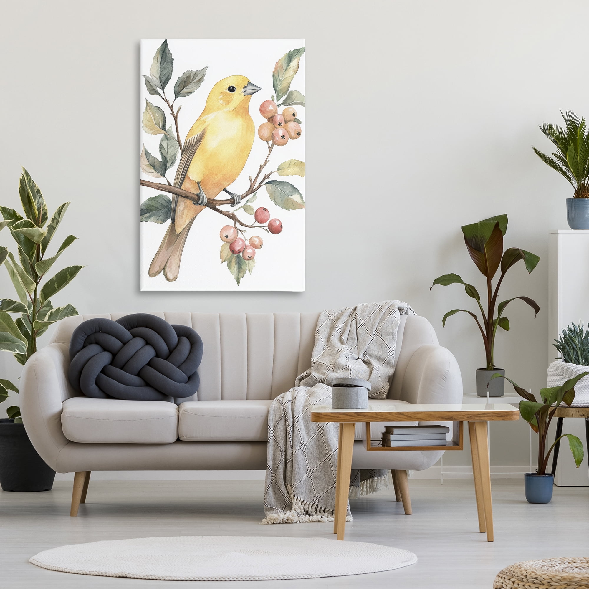 Stupell Industries Sun Lit Bird on Branch Canvas Wall Art, design by Petal Prints Design
