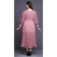 thumbnail image 4 of Bimba Robe Bloc Femme à Manches Longues Smockée Col Rond à Volants Été Maxi-X-Grand, 4 of 5