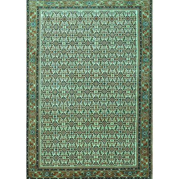 Ahgly Company Machine Washable Indoor Rectangle Persian Turquoise Blue Traditional Area Rugs, 5' x 7'