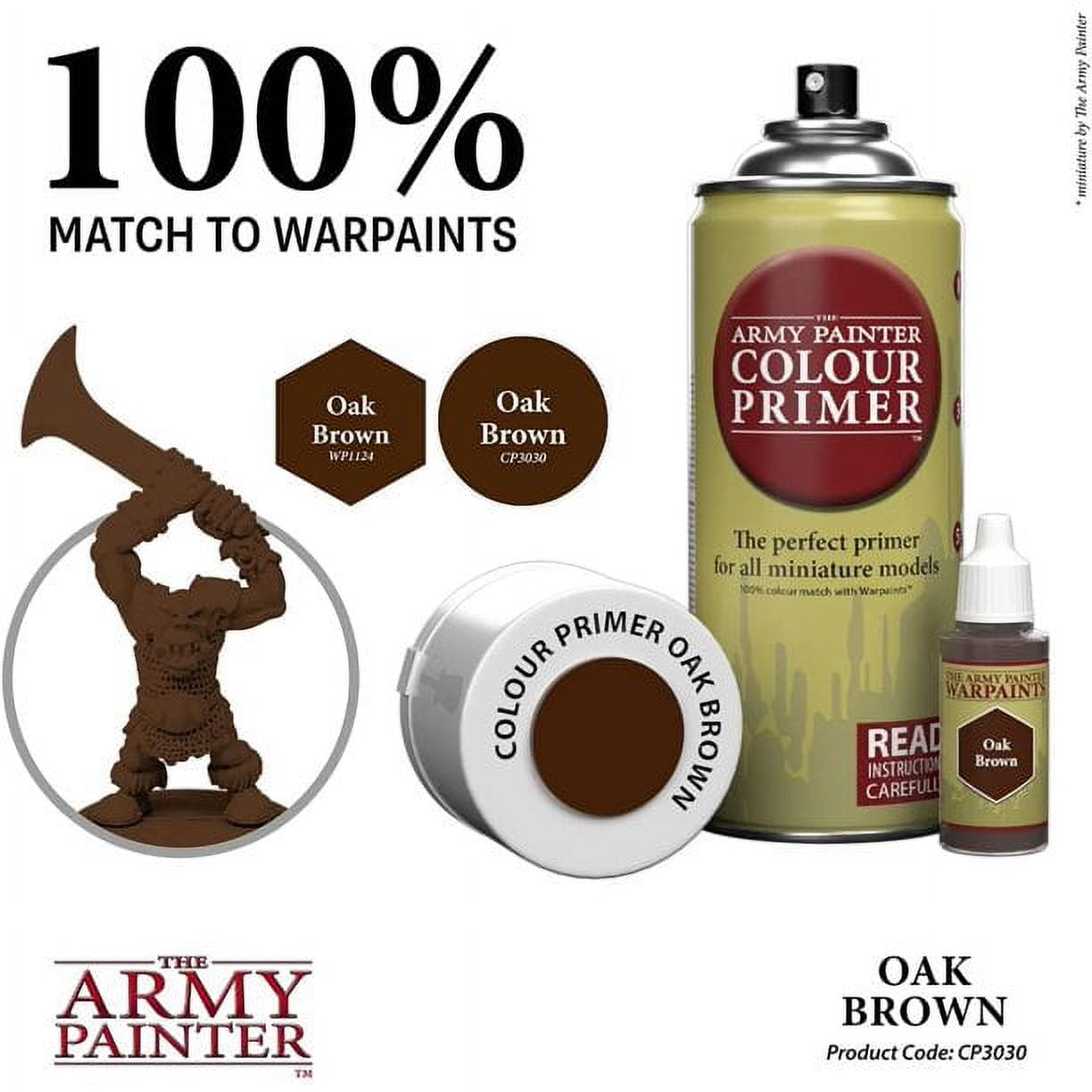 The Army Painter Color Primer Spray Paint, Oak Brown, 400ml, 13.5oz - Acrylic Spray Undercoat for Miniature Painting - Spray Primer for Plastic Miniatures