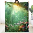 thumbnail image 2 of Creowell Mushrooms Flowers Sunbeam Home Leisure Flannel Blanket Durable Soft and Warm Multifunctional for Sofa Travel Camping Bed Chair All Season Gift Blanket 40x50in, 2 of 7