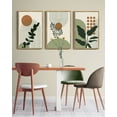 thumbnail image 4 of 16x24in Natural Framed Boho Plant Wall Art Green Botanical Bohemain Wall Printing Abstract for Office Dining Room Hallway Canvas Prints with Leaf & Sun Lines, 4 of 8