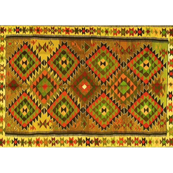 Ahgly Company Indoor Rectangle Persian Yellow Traditional Area Rugs, 2' x 5'