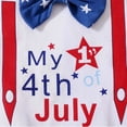 thumbnail image 5 of Linfrsh Toddler Boy Clothes 18-24 Months Cute 4th of July Baby Boy Outfit Short Sleeve Letter Romper Striped Star Pants Hat Set Infant Summer Clothes Newborn,Red, 5 of 7