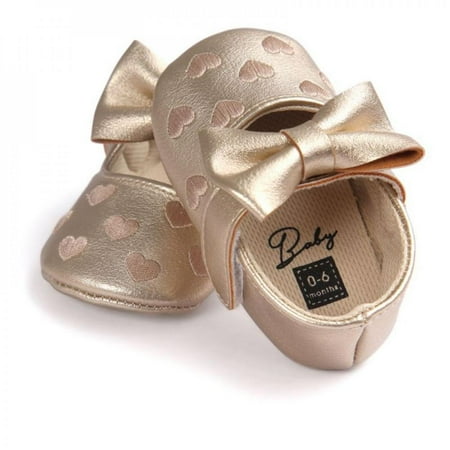 

Promotion!Newborn Baby Girls Love Big Bow Embroidery Soft Bottom Non-slip First Walke Prewalker Boots Bottom PU Leather Shoes