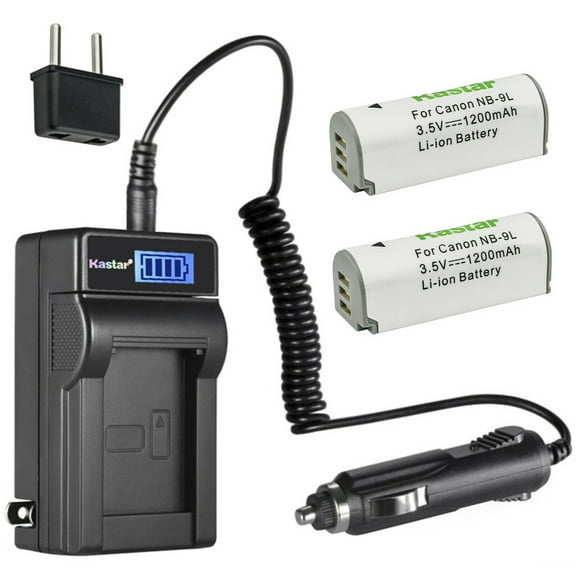 Kastar 2-Pack NB-9L Battery and LCD AC Charger Compatible with Canon PowerShot N, PowerShot N2, Powershot ELPH 510 HS, Powershot ELPH 520 HS, Powershot ELPH 530 HS, Powershot SD4500 IS Digital Camera