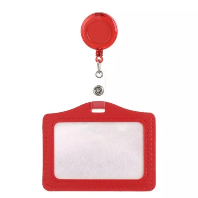 Porte-Badge d'Identité d'Infirmière Couleurs Bonbon avec Moulinets de Badge Rétractables Pince à Badge Fournitures de Bureau et d'École Rouge