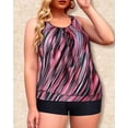 thumbnail image 5 of Yonique Plus Size Tankini Swimsuits for Women Blouson Tankini Tops with Swim Shorts Two Piece Bathing Suits, Pink, 5 of 5