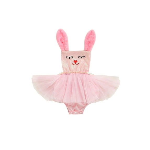 Qmyliery Baby Girls Romper, Cute Sleeveless Sequins Rabbit Tulle Dress Bodysuit