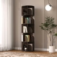 thumbnail image 5 of YOWOS 5-Tier Rotating Shelf Unit, 360° Swivel Wood Organizer for Small Spaces, Walnut, 5 of 9