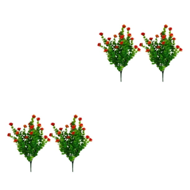 Billuyoard 2 bolsas de eucalipto de 7 puntas simuladas de alta rentabilidad: planta de agua simulada ecológica y versátil rojo brillante 2Conjunto