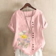 thumbnail image 2 of Camiseta suelta informal de verano con cuello redondo y manga corta con estampado de flores para mujer OAVQHLG3B Store  lin121212, 2 of 4
