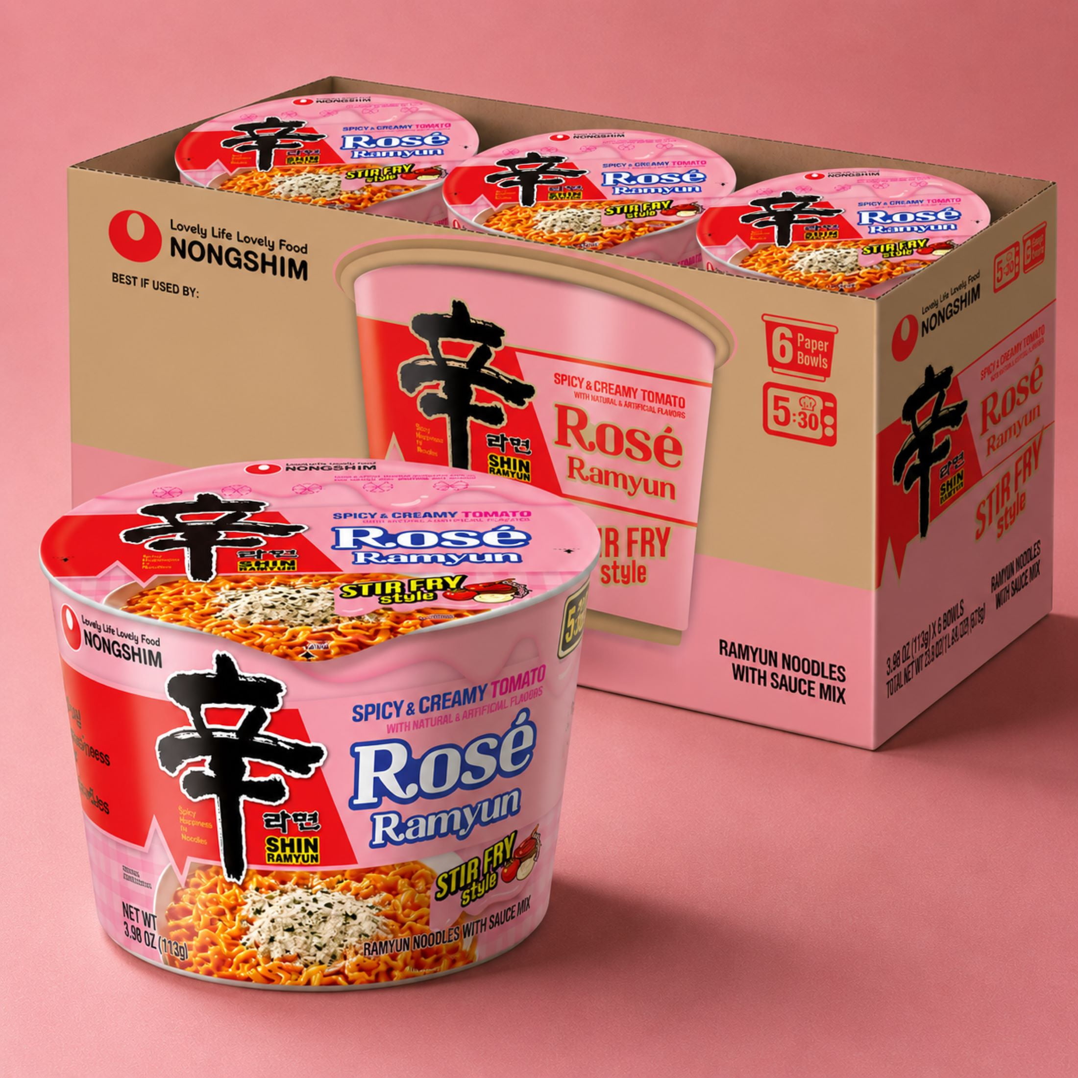Nongshim Shin Rose, Big Bowl, 3.98 oz (113g), pack of 1