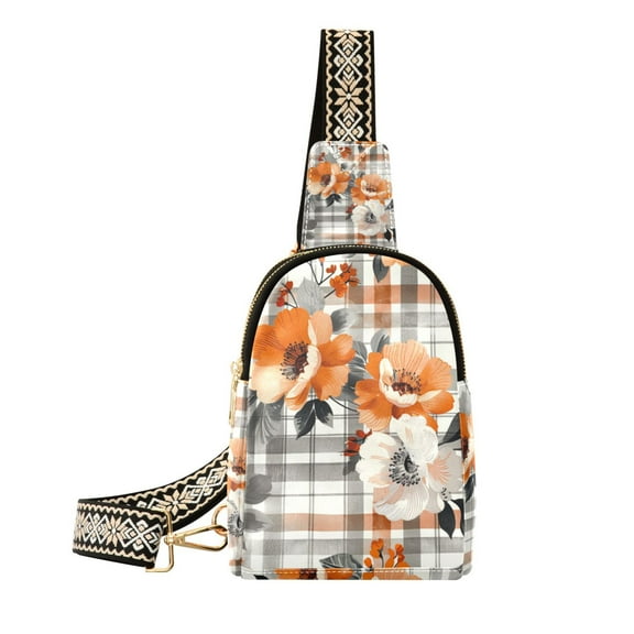 FORMRS Womens Crossbody Sling Bag Travel Daypack Shoulder Chest Backpack, Plaid Floral