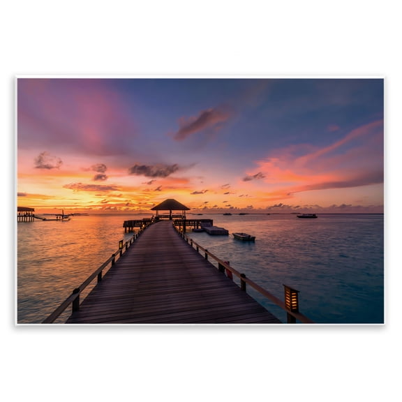 Stupell Industries Amazing Sunset at Pier Landscape & Nature Photography Unframed Art Print Wall Art, 15 x 10