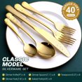 thumbnail image 2 of Gold Silverware Set Piece Stainless Steel Gold Flatware Set Service for Mirror Polished Cutlery Utensils Set Include Knife/Fork/Spoon Dishwasher, 2 of 6