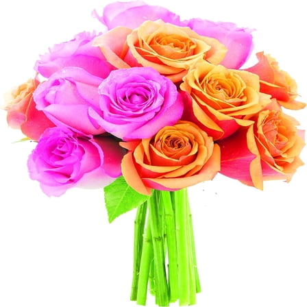 KaBloom : 9 Pink, 9 White Roses, 3 Greens and Vase, Next-Day Delivery, Gift for Every Occasion.