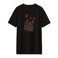 thumbnail image 2 of Camiseta de manga corta para mujer, ropa holgada con cuello redondo, camisetas con estampado de frutas elegantes, camiseta femenina para vacaciones y oficina SG, 2 of 8
