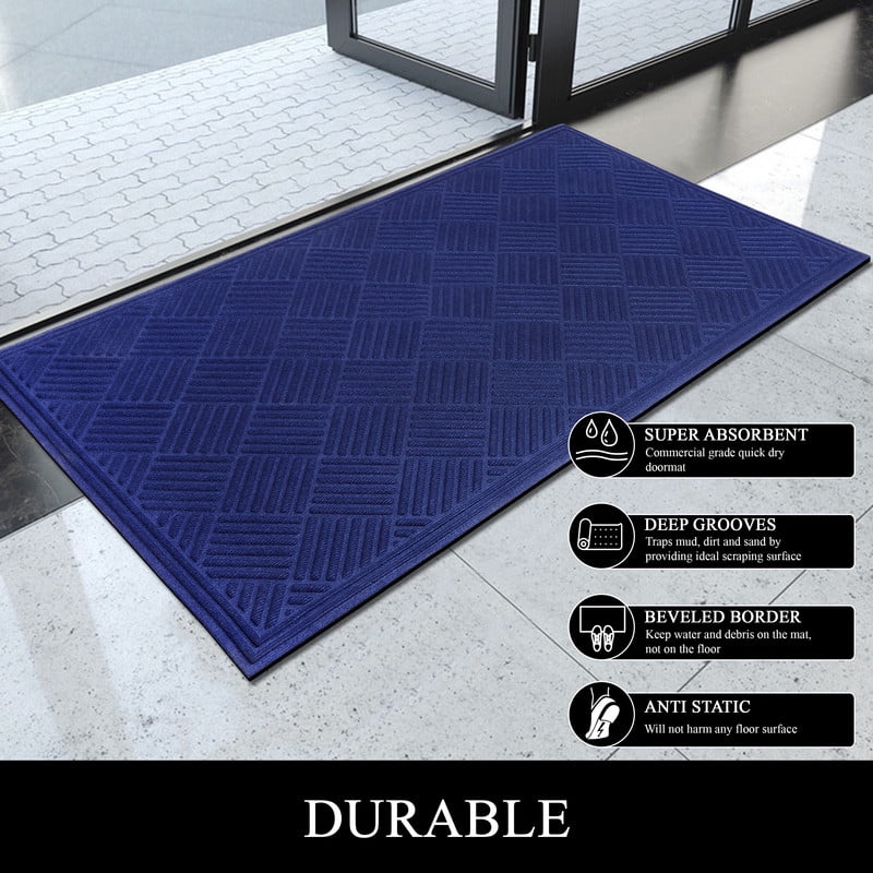 A1HC New Durable and Versatile Polypropylene Rubber Door Mat All Weather Inside Outside Door Mat Easy to Maintain for Entrance Back Doors, Patio, Garage 36" x 60"