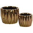 thumbnail image 1 of Urban Trends Collection 25039 Ceramic Round Pattern Vase with Triangle Design Lips & Tapered Bottom, Copper - Set of 2, 1 of 2