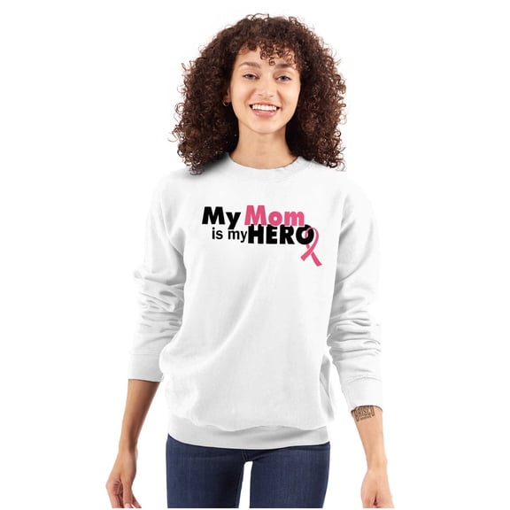 My Mom My Hero Breast Cancer Ribbon Sweatshirt for Men or Women Brisco Brands S