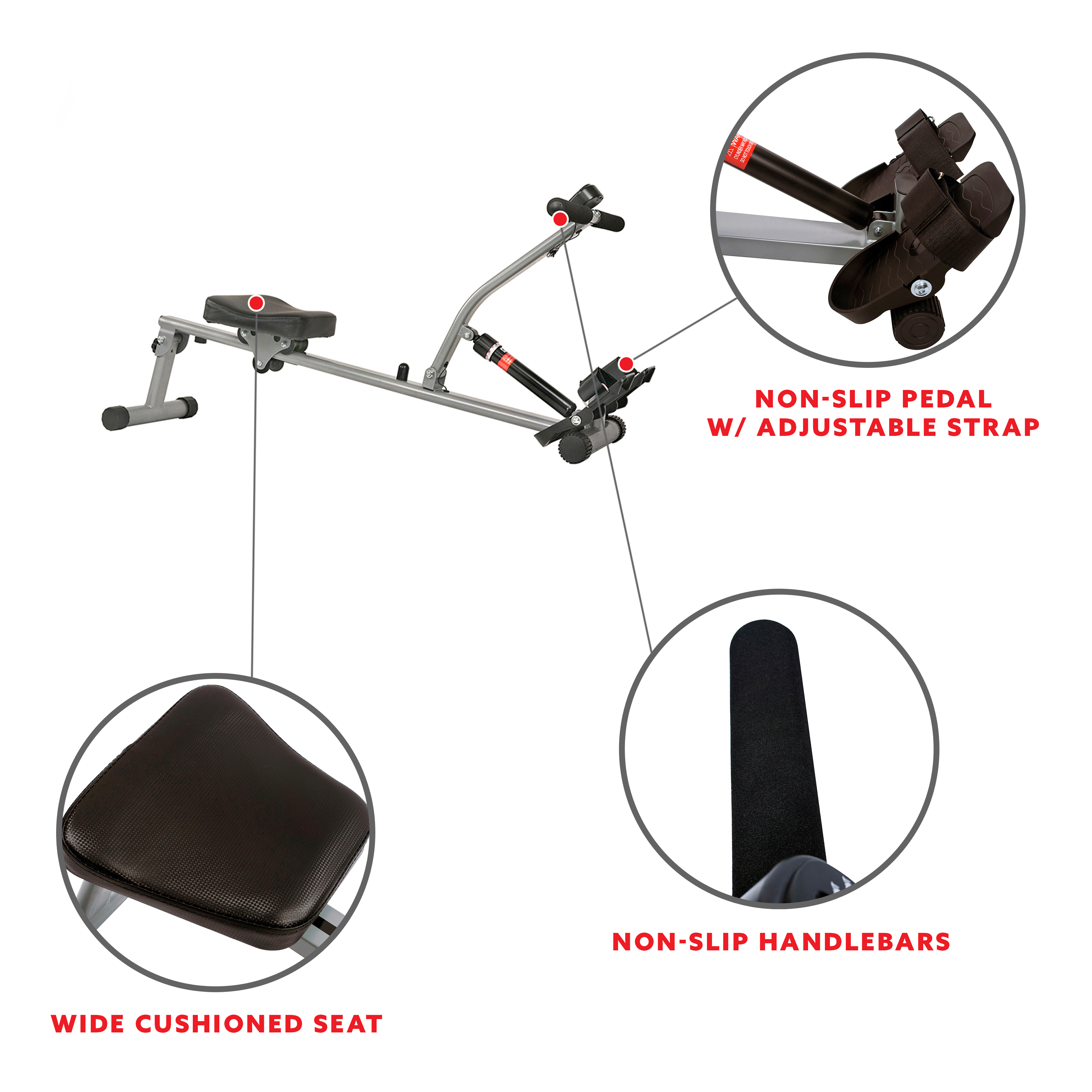 Sunny Health & Fitness SF-RW1205 12 Adjustable Resistance Rowing Machine Rower w/ Digital Monitor - image 4 of 9