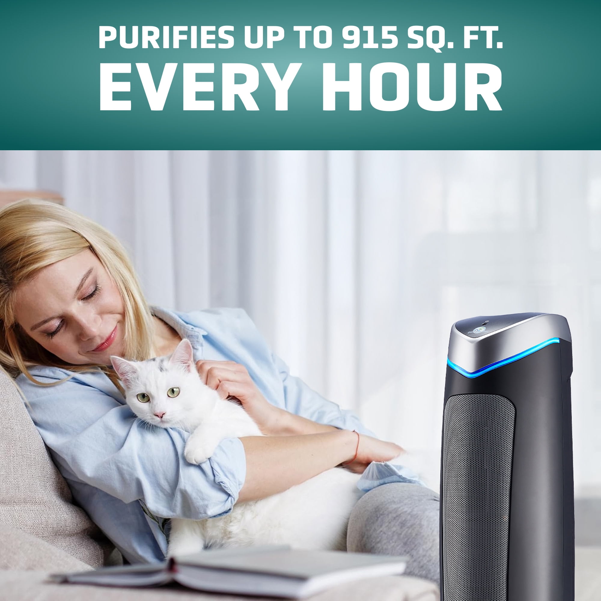 GermGuardian Air Purifier with HEPA Pet Pure Filter, UV-C, Removes Pet Dander, 915 Sq. ft, AC5250PT