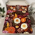 thumbnail image 2 of Erosebridal Boho Floral Bed Sheets Set Chic Flower Full Sheet Set Teens Adults, Hippie Blossoms Sheets Tropical Leaves Bed Set, Modern Farmhouse Flat Sheet, 2 of 6