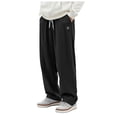 thumbnail image 1 of Ketyyh-chn99 Men's Cargo Pants Relaxed Fit Multi-Pockets Men's Corduroy Pants Solid Corduroy Rope Pants With Drawstring Waist Straight Pants Size for S,Black, 1 of 6