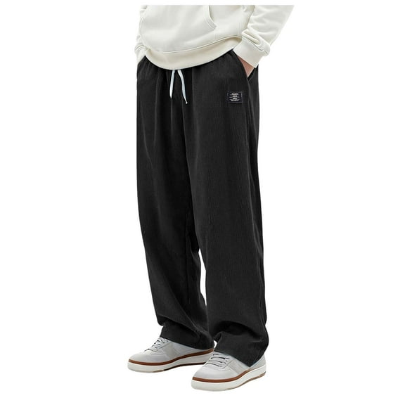 Sweatpants for Men Baggy Mens Corduroy Pants Stretch Joggers Tapered Elastic Waist Drawstring Cargo Casual Baggy Sweatpants with Pockets