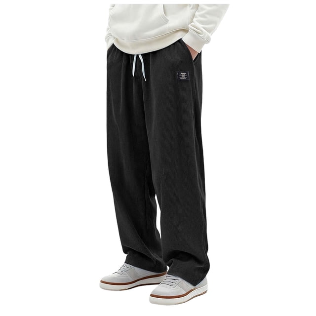 Ketyyh-chn99 Men's Cargo Pants Relaxed Fit Multi-Pockets Men's Corduroy Pants Solid Corduroy Rope Pants With Drawstring Waist Straight Pants Size for S,Black