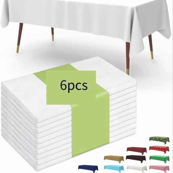 OFEFE Plastic Table Cloth Disposable 10 Pack, 54 x 108 Inch Table Cloths, Party, Picnic, Wedding, Decorative Tablecloths, Rectangle, White Plastic Cover, Leakproof & Sturdy, White