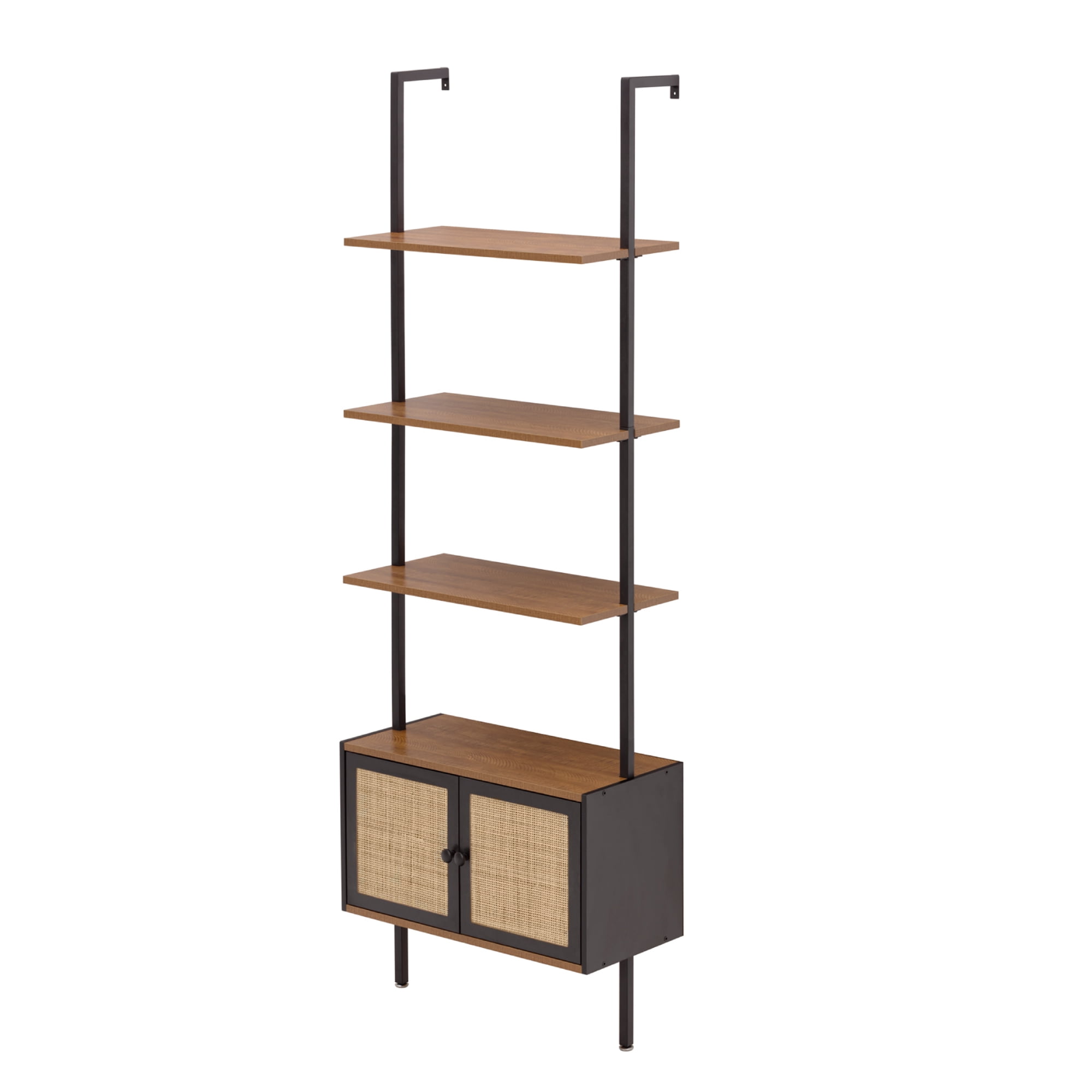 4 Tier Open Bookshelf, SYNGAR Sturdy Wood and Metal Bookcase with